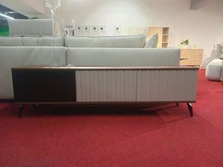 Тумба під ТВ з підсвіткою Вічі / Vici RTV180 3-дверна Горіх/кашемір Perfect Home Польща (PFH-091295)