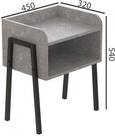 Тумба модульна Ferrum-decor Джузі 540x450x320 метал Чорний ДСП Бетон 16 мм (FRD-102974)