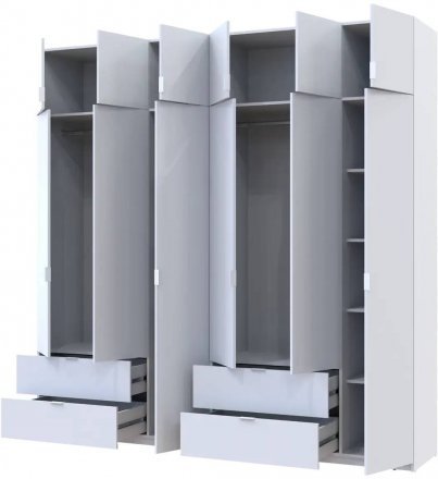 Шафа для одягу Doros Лукас Білий 3+3 ДСП 240х50х240 DRS-011683 (42005106)