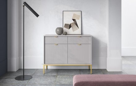 Комод Perfect Home Нова / Nova 2-дверний з 2 шухлядами і золотими ніжками KSZ104 Сірий (PFH-091220)