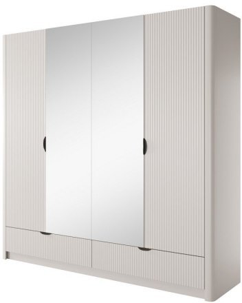 Шафа для одягу Perfect Home Ланте / Lante 4-дверна з дзеркалом і чорними ручками 4D2S/213 Беж (PFH-091187) Шафа для одягу Perfect Home Ланте / Lante 4-дверна з дзеркалом і чорними ручками 4D2S/213 Беж (PFH-091187)