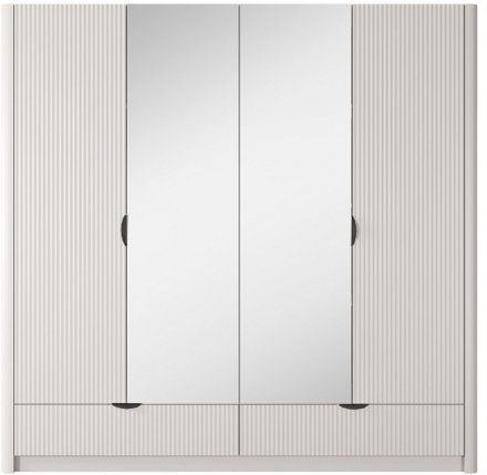 Шафа для одягу Perfect Home Ланте / Lante 4-дверна з дзеркалом і чорними ручками 4D2S/213 Беж (PFH-091187) Шафа для одягу Perfect Home Ланте / Lante 4-дверна з дзеркалом і чорними ручками 4D2S/213 Беж (PFH-091187)
