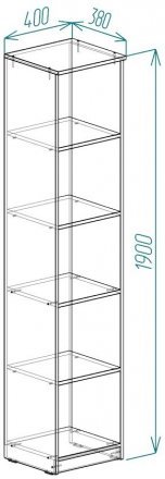 Пенал Анжело Ferrum-decor на 5 полиць 1900x400x380 ДСП Дуб Сан-Марино 16 мм (FRD-104900)