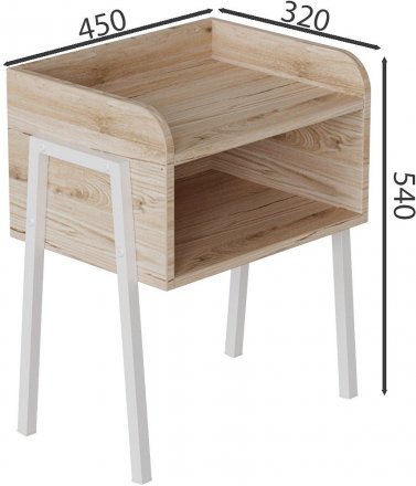 Тумба модульна Ferrum-decor Джузі 540x450x320 метал Білий ДСП Дуб Сан-Марино 16 мм (FRD-102976)