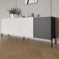 Комод у вітальню на чорних металевих ніжках LION Грей 204x38x76,5 см Бетон Style/Асфальт (LION-042467)