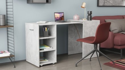 Стіл-тумба трансформер Смарт 1/1 Ferrum-decor 750x1450x500 ДСП Бетон 16 мм (FRD-105073)