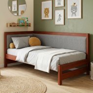 Односпальне дерев'яне ліжко Mebigrand Ліза М4 (ліва спинка) Яблуня/Аляска 93 (Сірий) 80x160 см MBG-26070