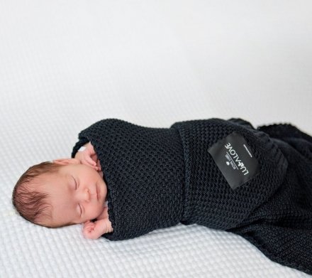 Плед плетений Macaronic 80x100 см Black lullalove-6340 Плед плетений Macaronic 80x100 см Black lullalove-6340