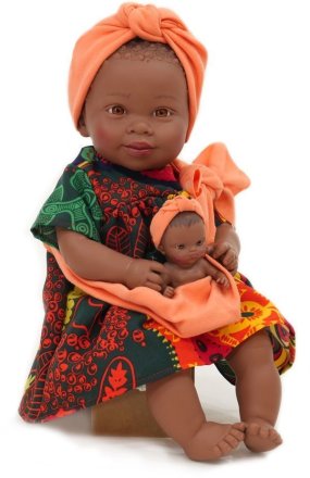 Лялька Maria з малюком у помаранчевій чалмі сміється, у коробці 6303
