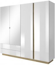 Шафа для одягу Perfect Home Арко / Arco 4-дверна з дзеркалом 4D2S/220 Білий глянець/дуб грандсон (PFH-091041)