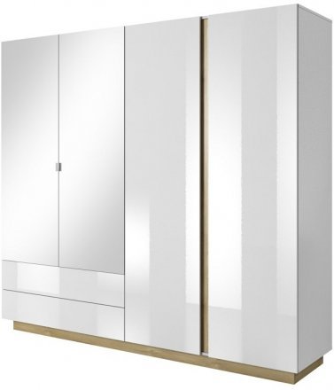 Шафа для одягу Perfect Home Арко / Arco 4-дверна з дзеркалом 4D2S/220 Білий глянець/дуб грандсон (PFH-091041) Шафа для одягу Perfect Home Арко / Arco 4-дверна з дзеркалом 4D2S/220 Білий глянець/дуб грандсон (PFH-091041)