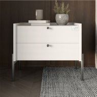 Тумба приліжкова LION Wood з двома шухлядами Німфея Альба (білий) (чорні ножки) (LION-041358) ТОП