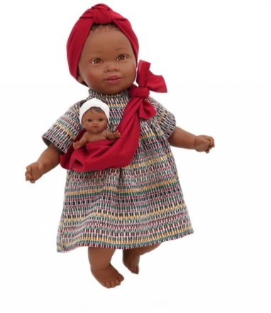 Лялька Maria з малюком у червоній чалмі сміється, у коробці 6313