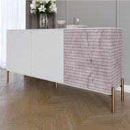 Комод закритий у вітальню на золотих металевих ніжках LION Грей 154x38x76,5 см Німфея Альба (білий)/Камінь (LION-041859)