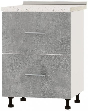 Кухонний модуль 2 шухляди Оптіма Низ Н86-600 Білий/Бетон (без стільниці) 600х461х820 мм (DTM-072134)