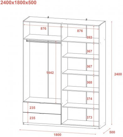 Шафа розпашна з антресоллю Doros Лукас 180х50х240 см Канноло (DRS-011882)