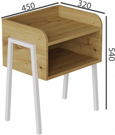Тумба модульна Ferrum-decor Джузі 540x450x320 метал Білий ДСП Дуб Дуб Артизан 16 мм (FRD-102980)