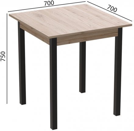 Стіл кухонний Ferrum-decor Дієго 75x70x70 Чорний ДСП Сан-Марино 16мм (FRD-105652)