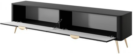 Тумба під телевізор Perfect Home Ланте / Lante 2-дверна з золотими ніжками 2D/200 Чорний (PFH-091193)