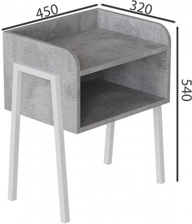 Тумба модульна Ferrum-decor Джузі 540x450x320 метал Білий ДСП Бетон 16 мм (FRD-102981)