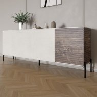 Комод у вітальню на чорних металевих ніжках LION Грей 204x38x76,5 см Бетон Style/Дерево (LION-042502)