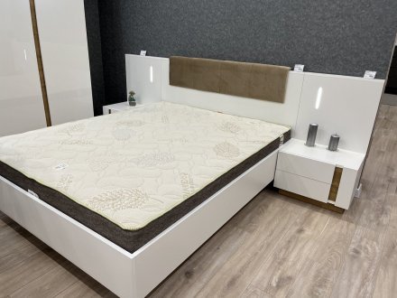 Тумби приліжкові 2 шт. з підсвіткою Perfect Home Арко / Arco з 4 шухлядами 2S/60 Білий глянець/дуб грандсон (PFH-091049)
