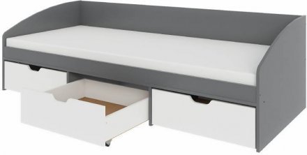 Ліжко односпальне з ящиками Еверест Комфорт 3 193х84х59 см Графіт/Німфея Альба (білий) (DTM-073834)