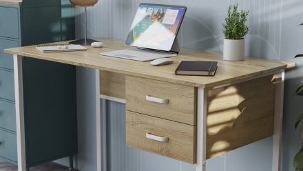 Письмовий стіл Ferrum-decor Гаррі 76x140x60 сірий ДСП Біле 32мм (FRD-101466)