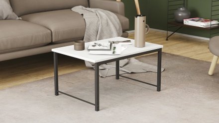 Стіл журнальний приставний Террі Комбо Ferrum-decor 345x662x440 Чорний метал ДСП Біле 16 мм (FRD-105136)