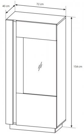 Вітрина низька Perfect Home Арко / Arco 1-дверна 1D1W/72 Дуб артизан/графіт (PFH-091060)