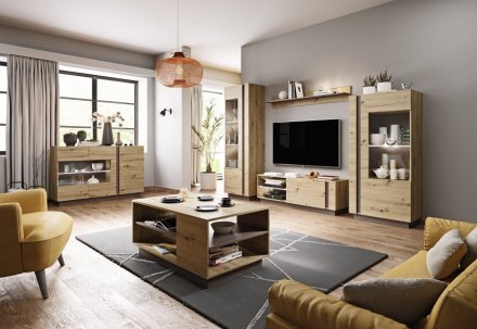 Вітрина низька Perfect Home Арко / Arco 1-дверна 1D1W/72 Дуб артизан/графіт (PFH-091060)
