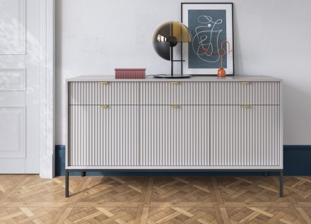 Комод Perfect Home Нова / Nova 3-дверний з 3 шухлядами і чорними ніжками KSZ154 Сірий (PFH-091242)