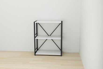 Етажерка 3/60 Ferrum-decor Серії Конект 75x60x28 чорний ДСП Біле 16мм (FRD-104254)