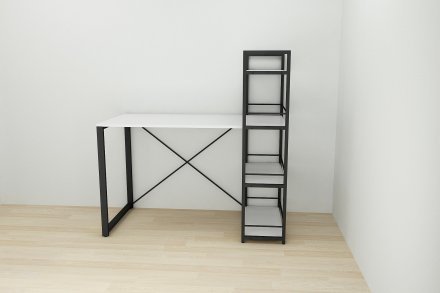 Письмовий стіл Ferrum-decor Серії Конект з етажеркою 75x120x600 чорний ДСП Біле 16мм (FRD-104219) Письмовий стіл Ferrum-decor Серії Конект з етажеркою 75x120x600 чорний ДСП Біле 16мм (FRD-104219)