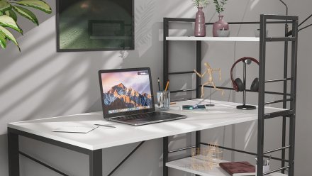 Письмовий стіл Ferrum-decor Серії Конект з етажеркою 75x120x600 чорний ДСП Біле 16мм (FRD-104219) Письмовий стіл Ferrum-decor Серії Конект з етажеркою 75x120x600 чорний ДСП Біле 16мм (FRD-104219)