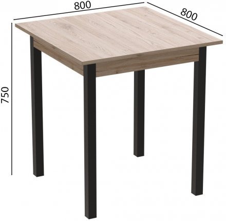 Стіл кухонний Ferrum-decor Дієго 75x80x80 Чорний ДСП Сан-Марино 16мм (FRD-105655)