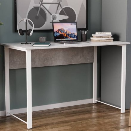 Стіл письмовий Курт Ferrum-decor 75x140x60 Білий метал ДСП Бетон 16 мм (FRD-106628)
