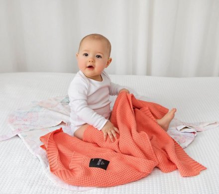 Плед плетений Macaronic 80x100 см Coral lullalove-5817 Плед плетений Macaronic 80x100 см Coral lullalove-5817