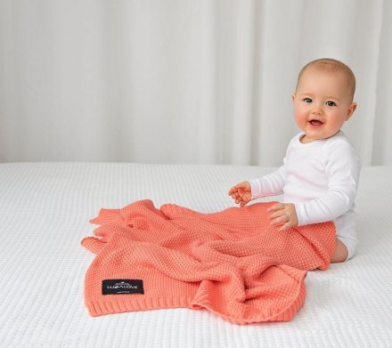 Плед плетений Macaronic 80x100 см Coral lullalove-5817 Плед плетений Macaronic 80x100 см Coral lullalove-5817
