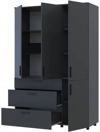 Шафа для одягу Doros Торн Антрацит 3 ДСП/3Ш (полиці) 135х51.6х200 (DRS-012084)