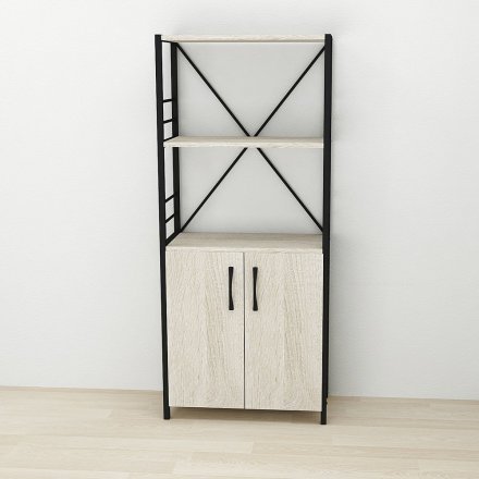 Етажерка 3/60 Ferrum-decor Серії Конект із тумбою 144x60x28 Чорний ДСП Сонома (FRD-104445)