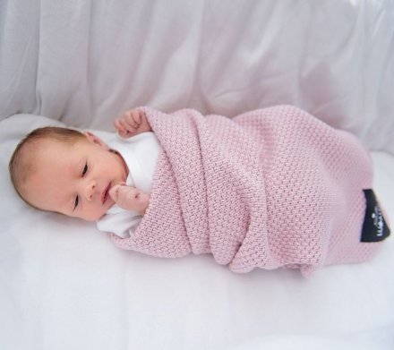 Плед плетений Macaronic 80x100 см Powder Pink lullalove-5404 Плед плетений Macaronic 80x100 см Powder Pink lullalove-5404