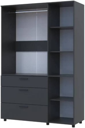 Шафа для одягу Doros Торн Антрацит 3 ДСП/3Ш (штанга) 135х51.6х200 (DRS-012085)