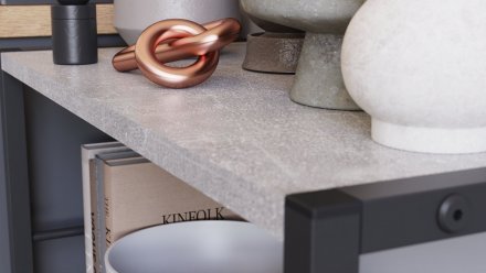 Етажерка 3/60 Ferrum-decor Серії Конект 75x60x28 чорний ДСП Бетон 16мм (FRD-104256)