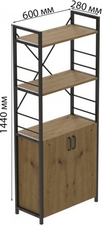 Етажерка 3/60 Ferrum-decor Серії Конект з тумбою 144x60x28 Чорний ДСП Артизан (FRD-104447)