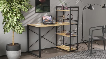 Письмовий стіл Ferrum-decor Серії Конект з етажеркою 75x120x60 чорний ДСП Дуб Артизан 16мм (FRD-104221) Письмовий стіл Ferrum-decor Серії Конект з етажеркою 75x120x60 чорний ДСП Дуб Артизан 16мм (FRD-104221)