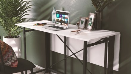 Стіл-книга трансформер Оріон 3 Ferrum-decor 750x1150x880 Чорний метал ДСП Біле 16 мм (FRD-105081)