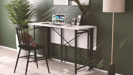 Стіл-книга трансформер Оріон 3 Ferrum-decor 750x1150x880 Чорний метал ДСП Біле 16 мм (FRD-105081)
