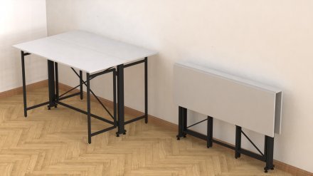 Стіл-книга трансформер Оріон 3 Ferrum-decor 750x1150x880 Чорний метал ДСП Біле 16 мм (FRD-105081)