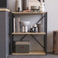 Етажерка 3/60 Ferrum-decor Серії Конект 75x60x28 чорний ДСП Дуб Сонома 16мм (FRD-104257)